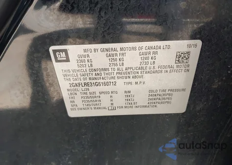 2016 GMC Terrain Denali z USA, uszkodzony, nr VIN 2GKFLRE31G6160712